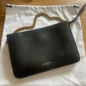 Givenchy Black Clutch with Gold Chain